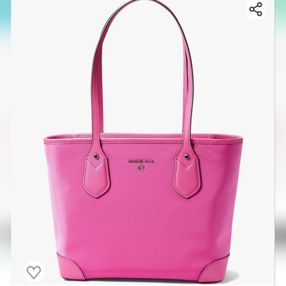 MICHAEL KORS Eva Small Top Zip Tote with dual shoulder fuchsia hot pink  NWT